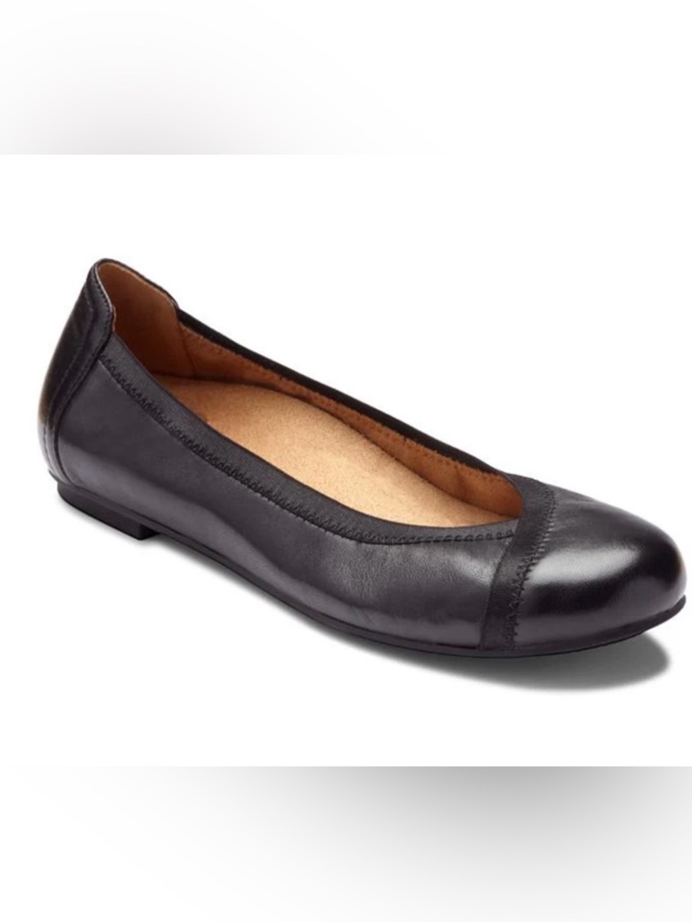 Vionic Caroll Black Ballet Flat Slip On Comfort Leather Shoes Size 9